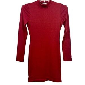 Heart‎ Hips Women’s Dress Mock Neck Ribbed Mini Dress Burgundy Size Large